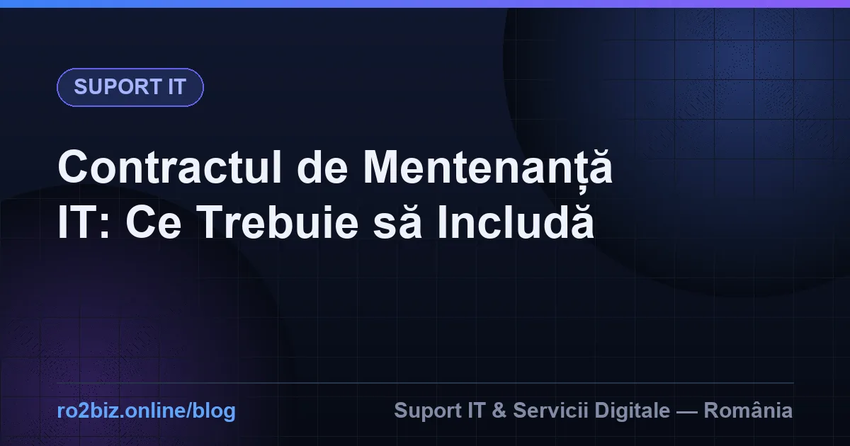 Contractul de Mentenanță IT: Ce Trebuie să Includă în 2026