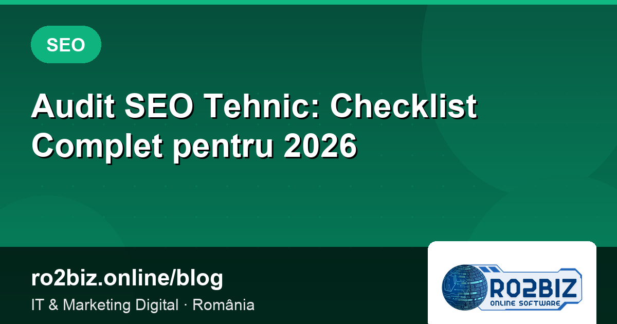 Audit SEO Tehnic: Checklist Complet pentru 2026